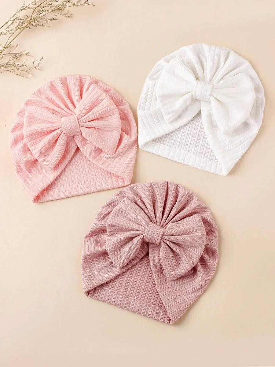 3pcs Baby Girl Bow Turban Set