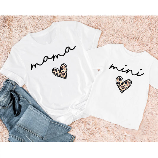 Mama & Mini Leopard Heart Matching T-Shirts
