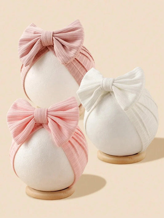 3pcs Baby Girl Bow Turban Set