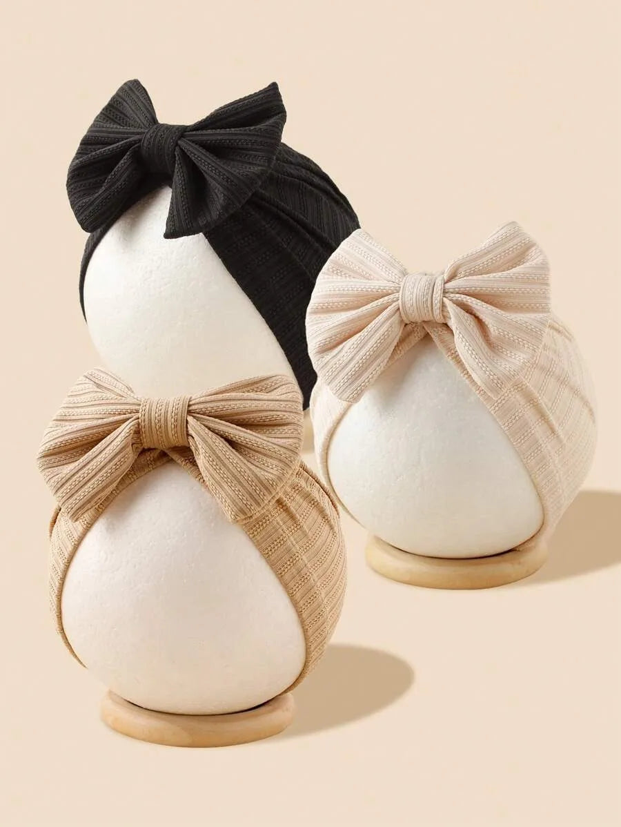 3pcs Baby Girl Bow Turban Set